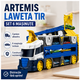 Laweta Tir Artemis, set 6 masinute, camion albastru, dim 36x15x10