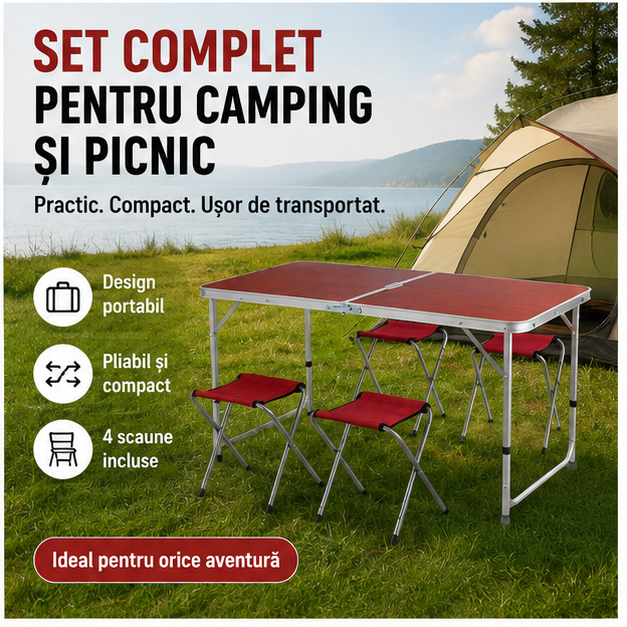 MASA CAMPING CU 4 SCAUNE