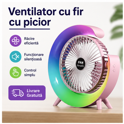Mini Ventilator Portabil USB cu LED