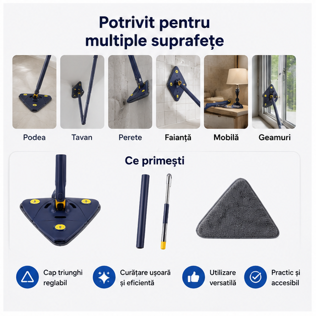 Mop cu Cap Triunghi Reglabil NEXTLY