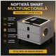Noptiera smart multifunctionala, 2 sertare, iluminare LED tactil, 3 culori, incarcare wireless, si USB, difuzor bluetooth dim 50x40x46