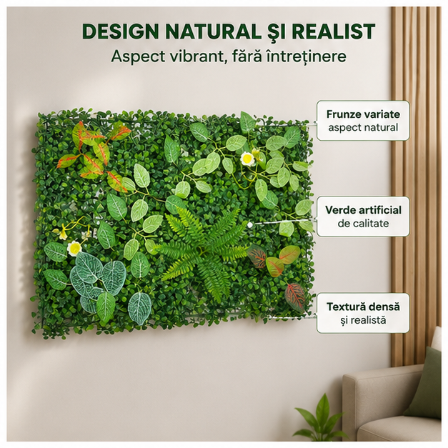 Panou verde decorativ 60cm x 40cm