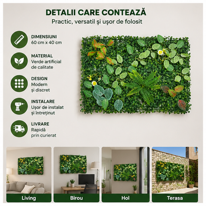 Panou verde decorativ 60cm x 40cm