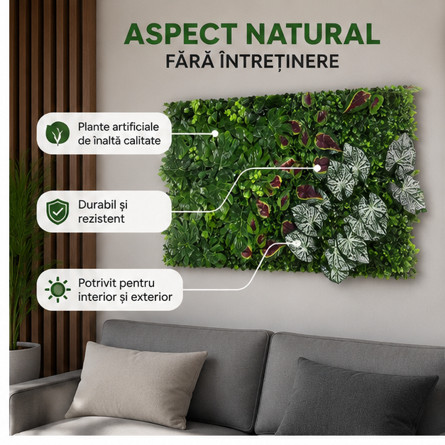 Panou verde decorativ 60cmx40cm - COD 548-5