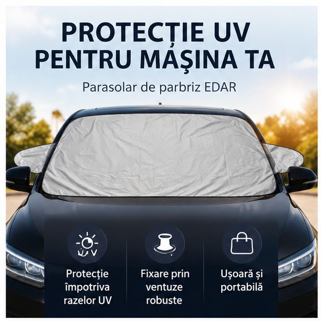 Parasolar Auto EDAR UV 147x70 cm cu Ventuze