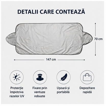 Parasolar Auto EDAR UV 147x70 cm cu Ventuze
