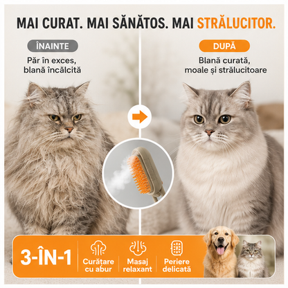 Perie cu Abur pentru Animale de Companie cu Maner Rotativ