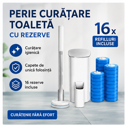 Perie curatare toaleta cu rezerve, capete de unica folosinta