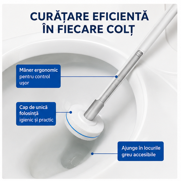 Perie curatare toaleta cu rezerve, capete de unica folosinta