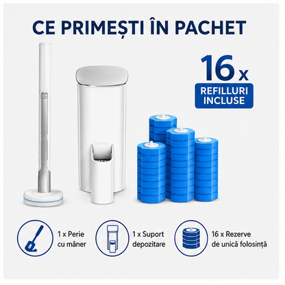 Perie curatare toaleta cu rezerve, capete de unica folosinta