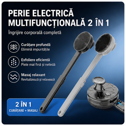 Perie Electrică de Baie 2 în 1 cu Extensie și 4 Setări