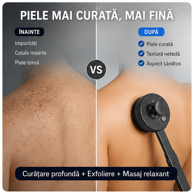 Perie Electrică de Baie 2 în 1 cu Extensie și 4 Setări
