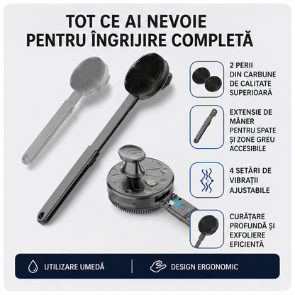 Perie Electrică de Baie 2 în 1 cu Extensie și 4 Setări