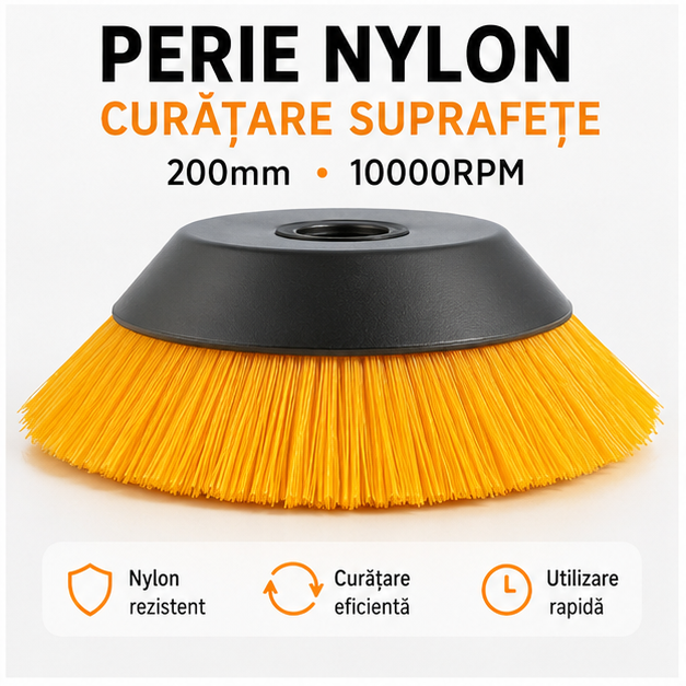 Perie Nylon Curatare Suprafete 200mm 10000rpm