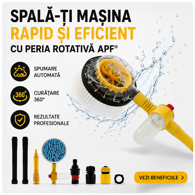 Perie Rotativă pentru Spălare Auto APF® - Mâner Lung 100cm