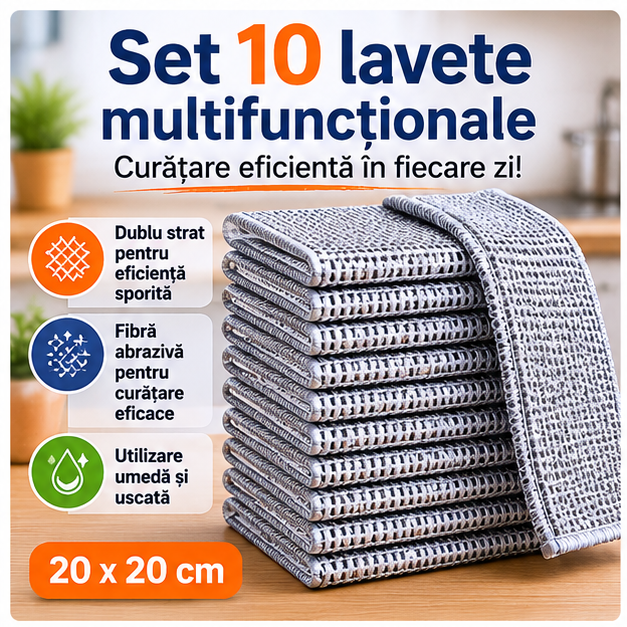 Set 10 lavete pentru vase, 20x20 cm