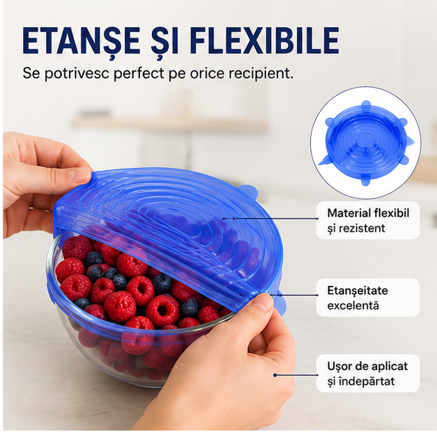 Set 6 Capace Flexibile Silicon Marimi Diferite