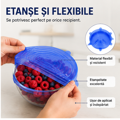 Set 6 Capace Flexibile Silicon Marimi Diferite
