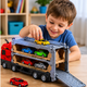 Set Camion 3 in 1 cu remorca, masini de jucarie cu arcuri pentru copii, Pista cu catapulta