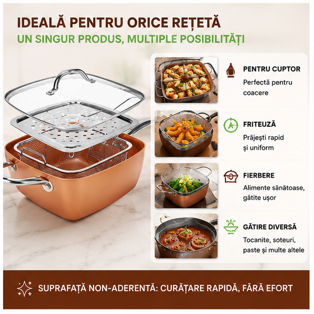 Set tigaie patrata non-aderenta