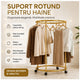 Suport auriu cu roti, metalic rotativ pentru haine,40 kg DIM 135x75