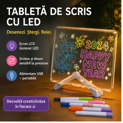Tableta de Scris pentru Copii cu LED și USB
