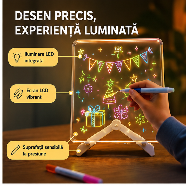 Tableta de Scris pentru Copii cu LED și USB