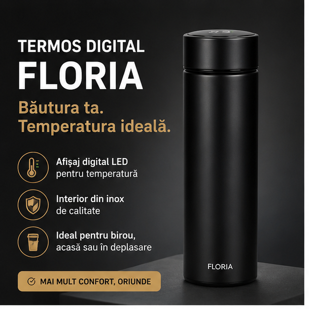Termos Digital Inox 500ml FLORIA ZLN 0804 Negru