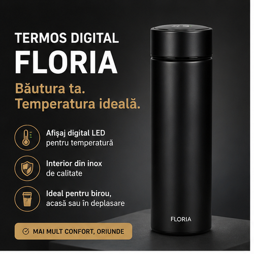 Termos Digital Inox 500ml FLORIA ZLN 0804 Negru