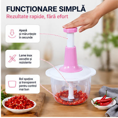 Tocător manual multifuncțional 2L pentru legume și fructe