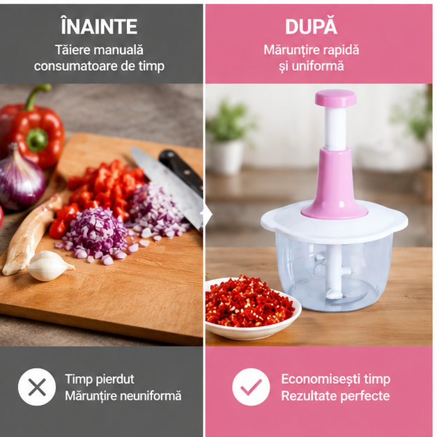 Tocător manual multifuncțional 2L pentru legume și fructe