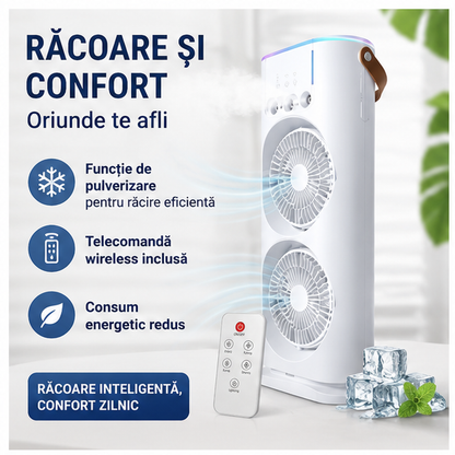 Ventilator dublu, cu iluminare RGB, racire 16 grade Celsius