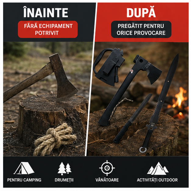 Set topor multifunctional si sabie de vanatoare
