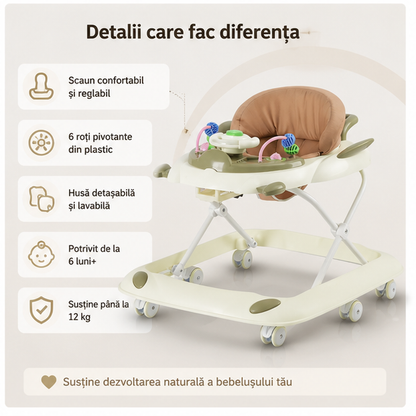 Premergator,6 luni+, scaun reglabil little bird bej 6 rotii