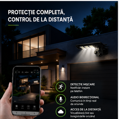 Camera de Supraveghere JRH® 4G Solar, 450W, PTZ, 16000mAh, SIM, Night Vision, Iluminare LED, Slot microSD – Soluția Completă de Securitate Inteligentă pentru Exterior