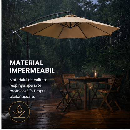 Umbrelă de Grădină 3m, Reglabilă, Suport Inclus Maro