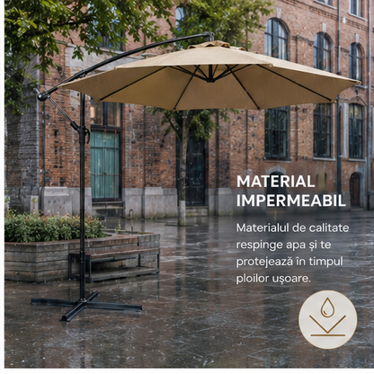Umbrelă de Grădină 3m, Reglabilă, Suport Inclus Maro