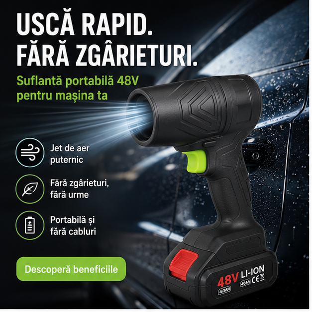Suflanta CAR DRY Multifunctionala Portabila 48v, 2 acumulatori inclusi!!!