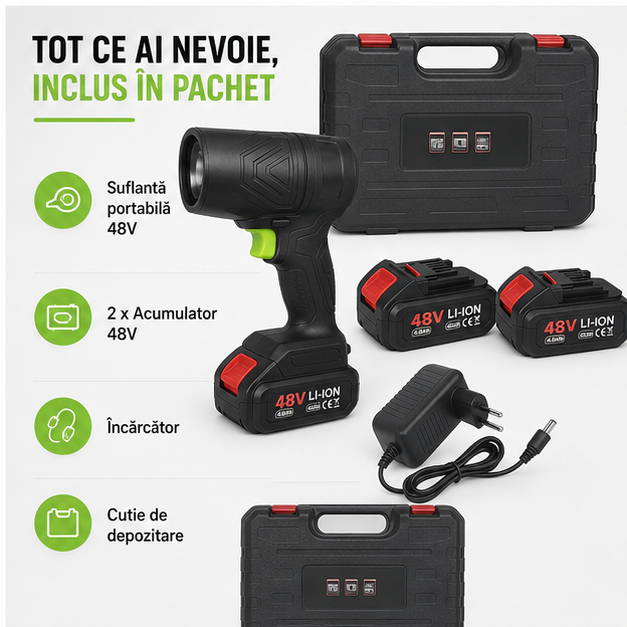 Suflanta CAR DRY Multifunctionala Portabila 48v, 2 acumulatori inclusi!!!