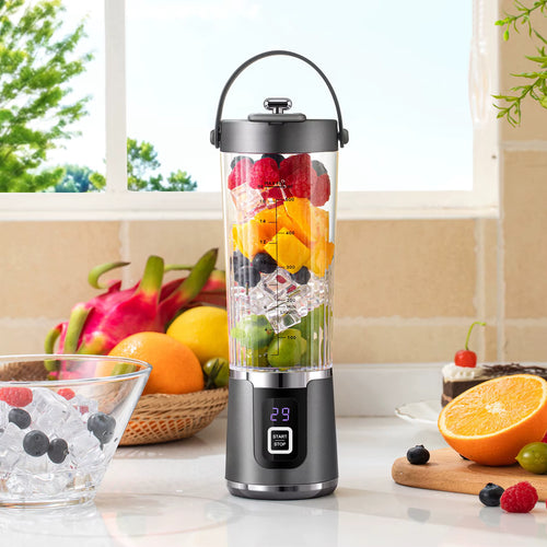 Storcator de fructe portabil, multifunctional, zdrobire rapida, baterie de 1500mAh, pentru interior cana de suc cu dubla utilizare, incarcare USB, capacitate 600ml