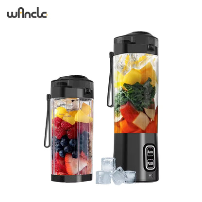 Storcator de fructe portabil, multifunctional, zdrobire rapida, baterie de 1500mAh, pentru interior cana de suc cu dubla utilizare, incarcare USB, capacitate 600ml