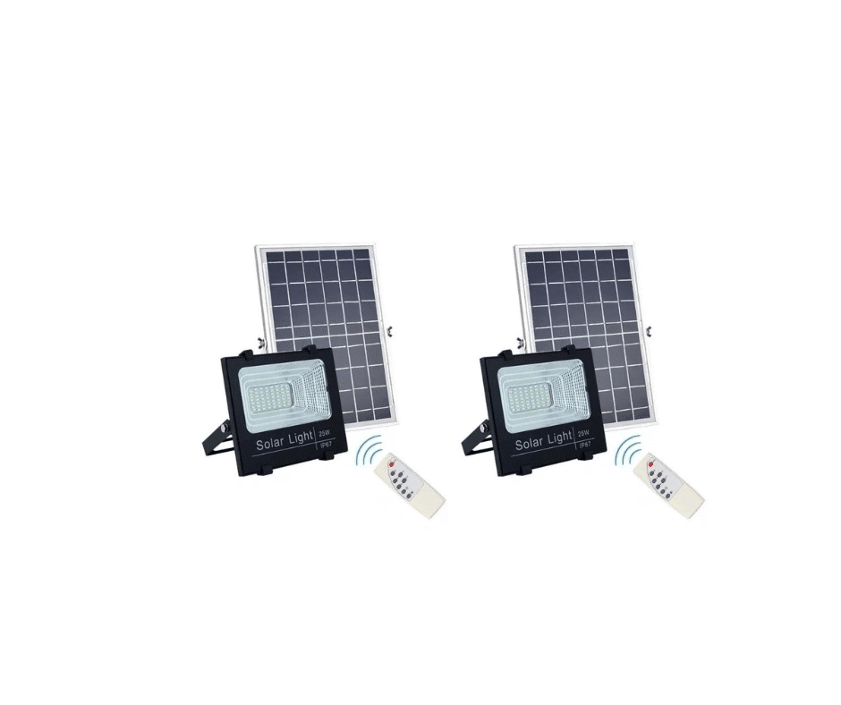 2x Proiector LED 15W-25W cu panou solar si telecomanda