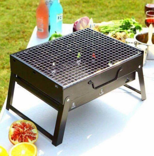 Grătar portabil și pliabil pentru cărbuni – din inox, compact, ideal pentru camping și picnic