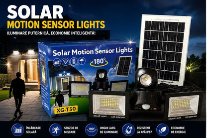 XG-T50 Proiector solar LED dublu impermeabil, cu senzor de miscare, telecomanda si rotire 180 grade