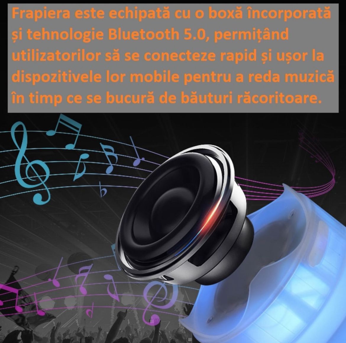 Frapieră 7 LITRI cu Bluetooth și Iluminare LED – Portabilă, Elegantă, Multifuncțională