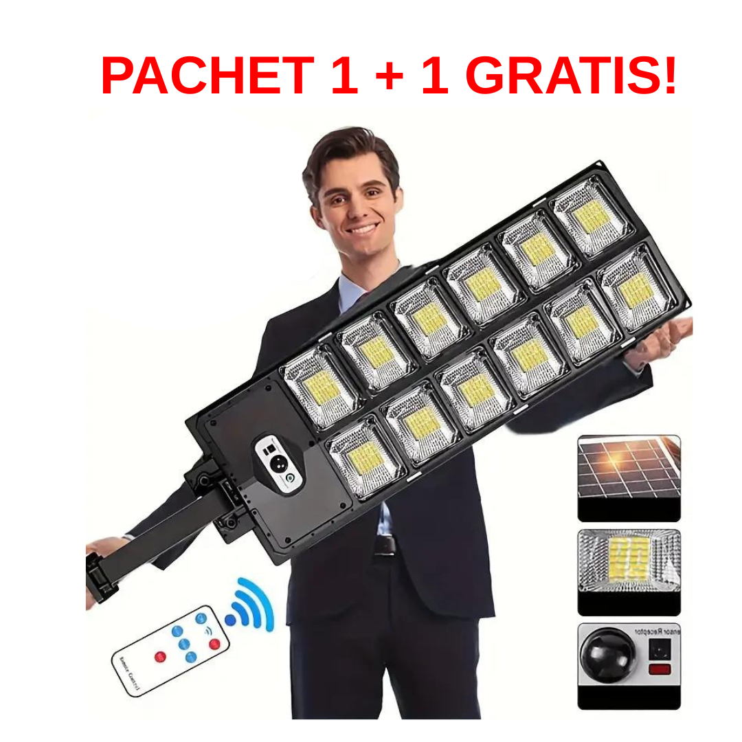 PACHET 1 + 1 !  Lampa solară stradală 3000W