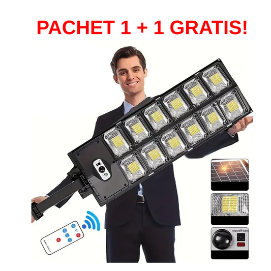 PACHET 1 + 1 !  Lampa solară stradală 3000W