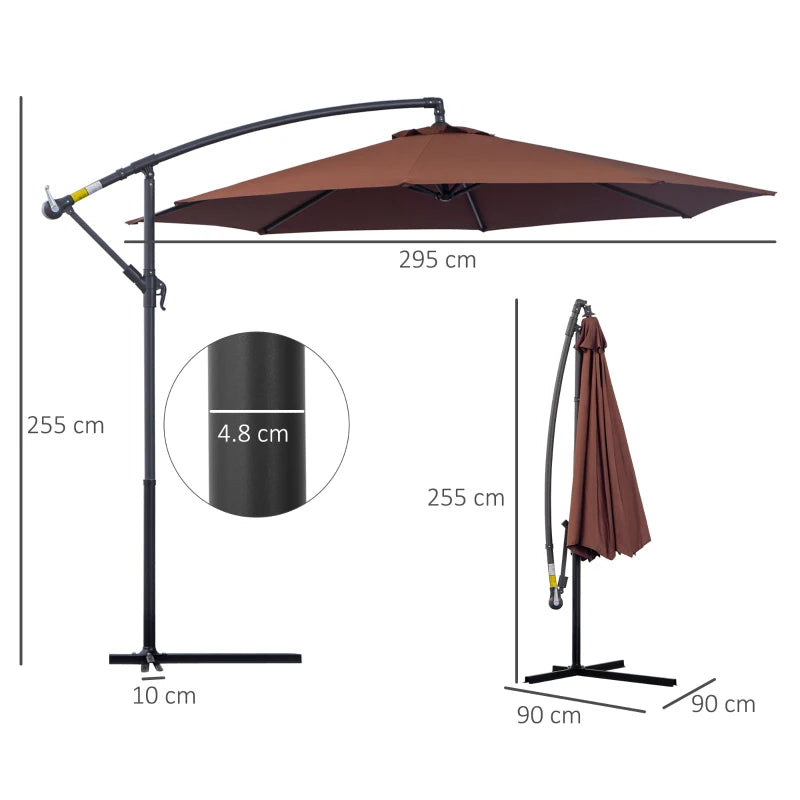 Umbrela Gradina Banana cu LED Solar, Brat Lateral, 420 cm