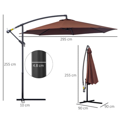 Umbrela Gradina Banana cu LED Solar, Brat Lateral, 420 cm