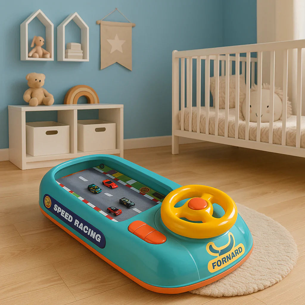 Jucarie Interactiva volan de condus cu circuit curse, sunete si functii,